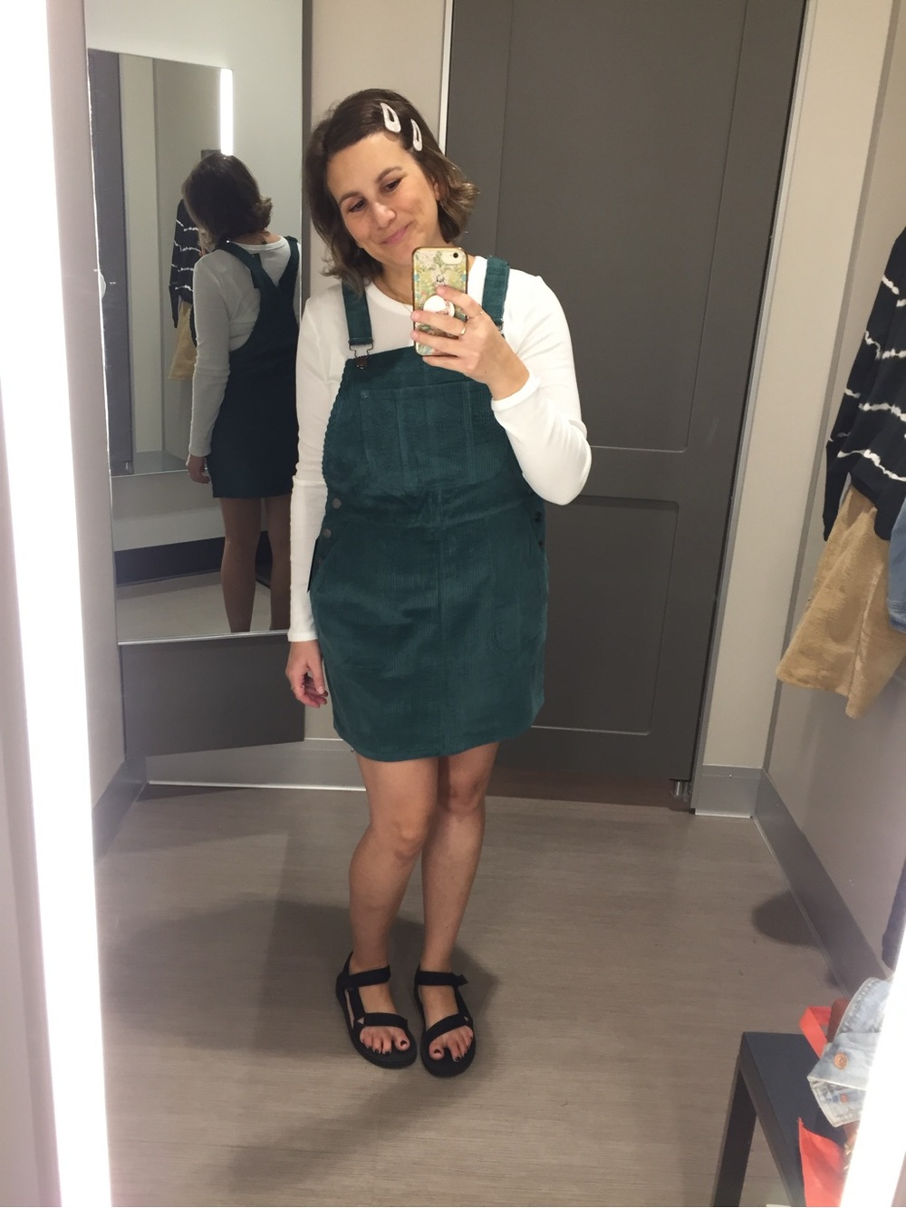 Wild Fable Teal Corduroy Dress Overall